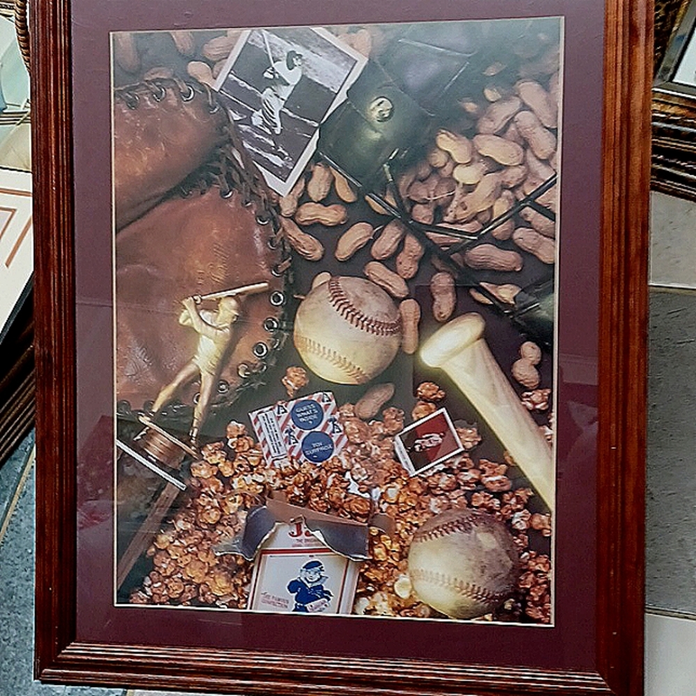 Baseball collage print matted & framed - Picture 2 of 4
